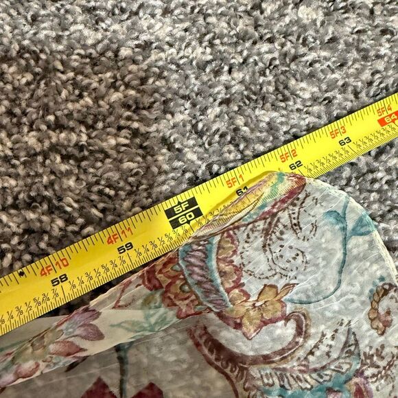 Y2K Crinkle Green Pink Orange Scarf Paisley Floral Bright Colorful Hippie Boho O - Picture 5 of 6